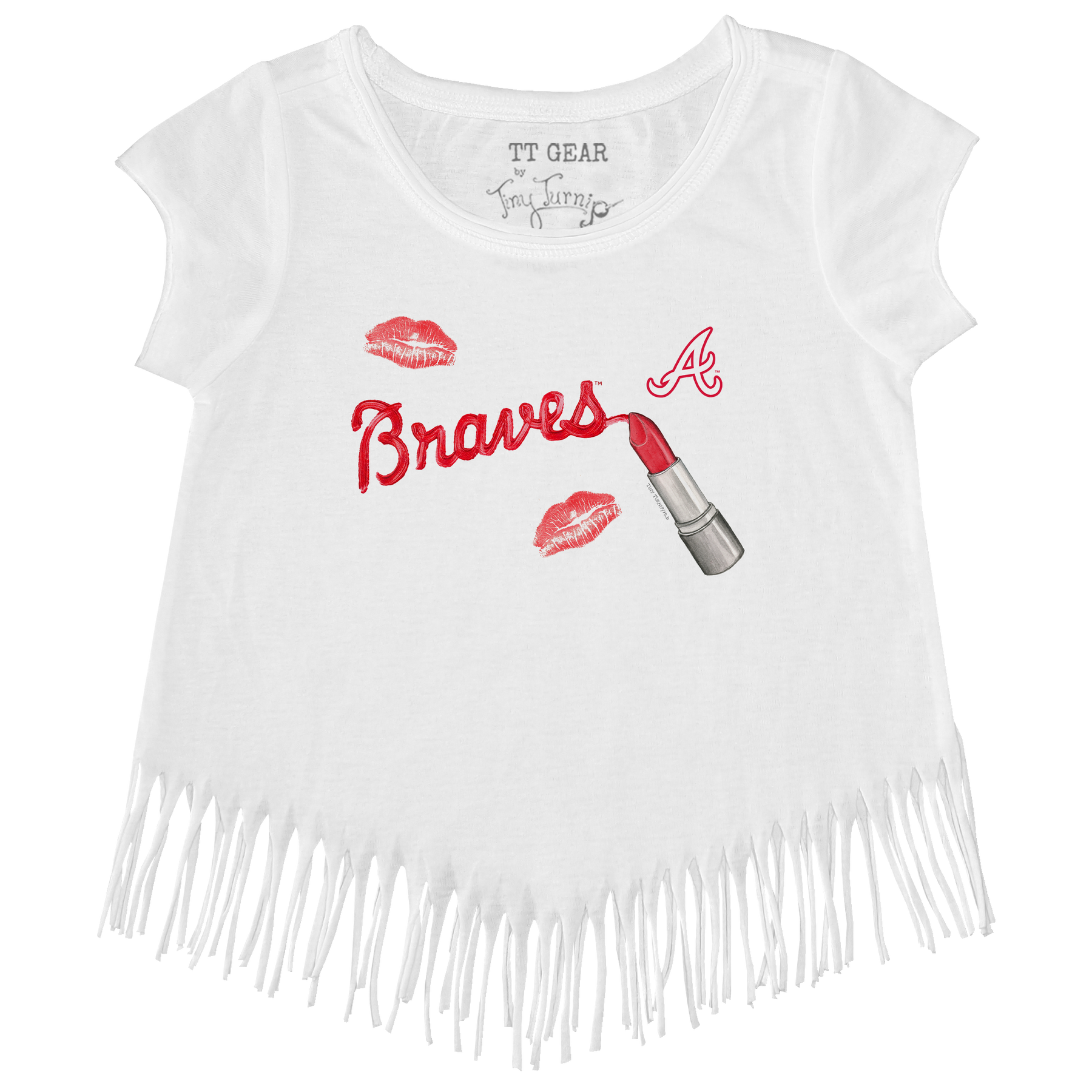 Atlanta Braves Lipstick Fringe Tee - Tiny Turnip