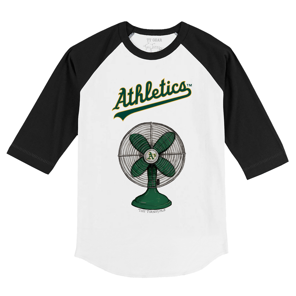 Oakland Athletics Fan 3/4 Black Sleeve Raglan