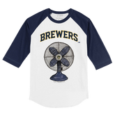 Milwaukee Brewers Fan 3/4 Navy Blue Sleeve Raglan