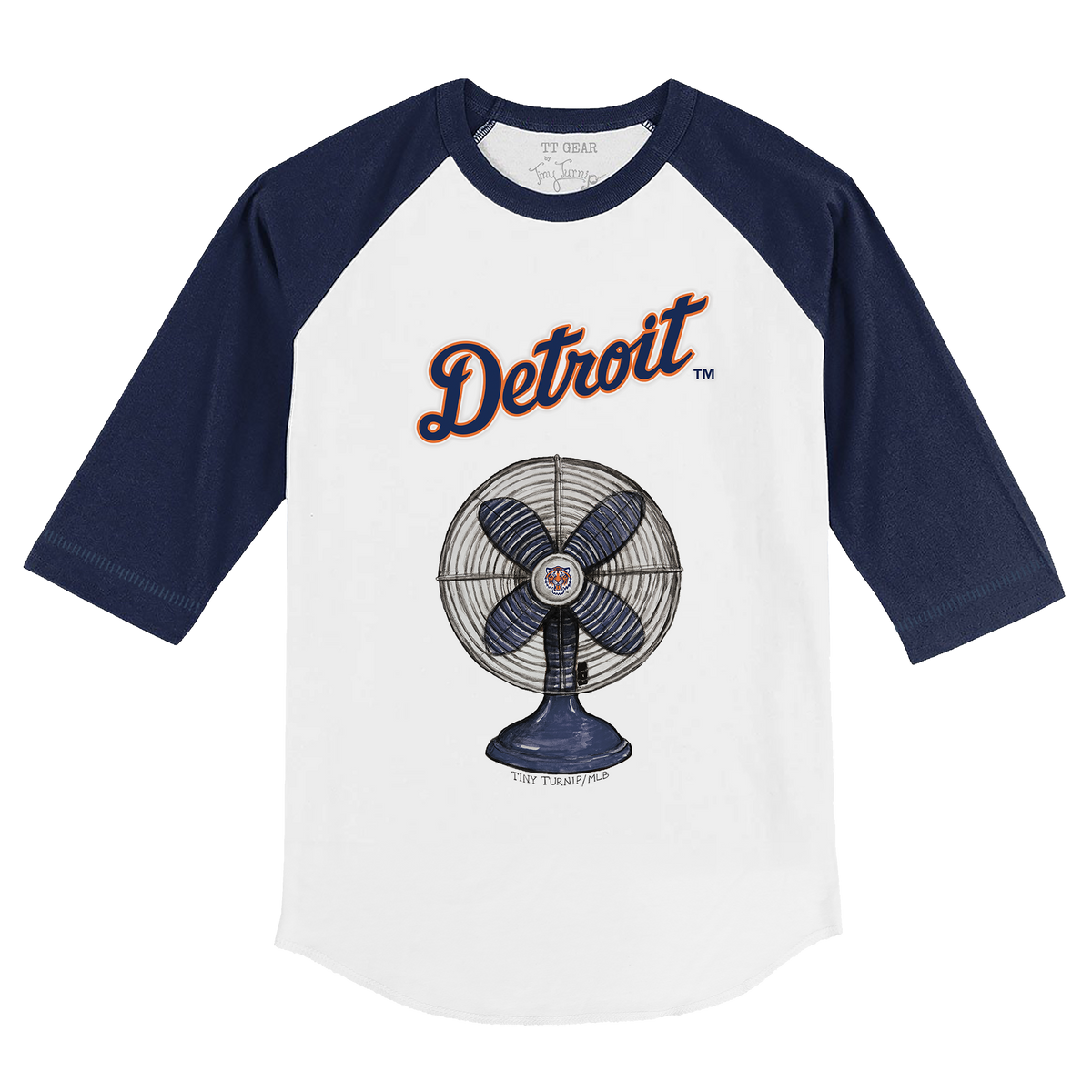 Detroit Tigers Fan 3/4 Navy Blue Sleeve Raglan