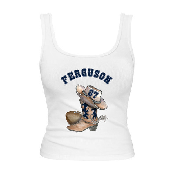 VIP Football: Cowboy Boot w/ Name, Number - Emmy Tank