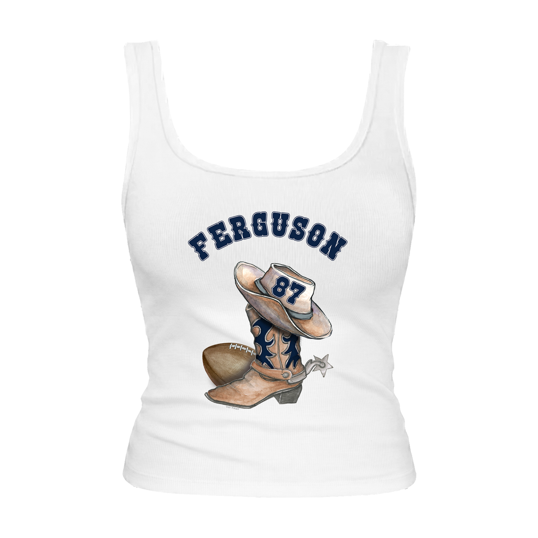 VIP Football: Cowboy Boot w/ Name, Number - Emmy Tank