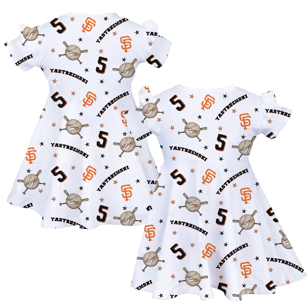 VIP MLB Crossbats w/ Name, Number, Logo - Molly Dress - Tiny Turnip