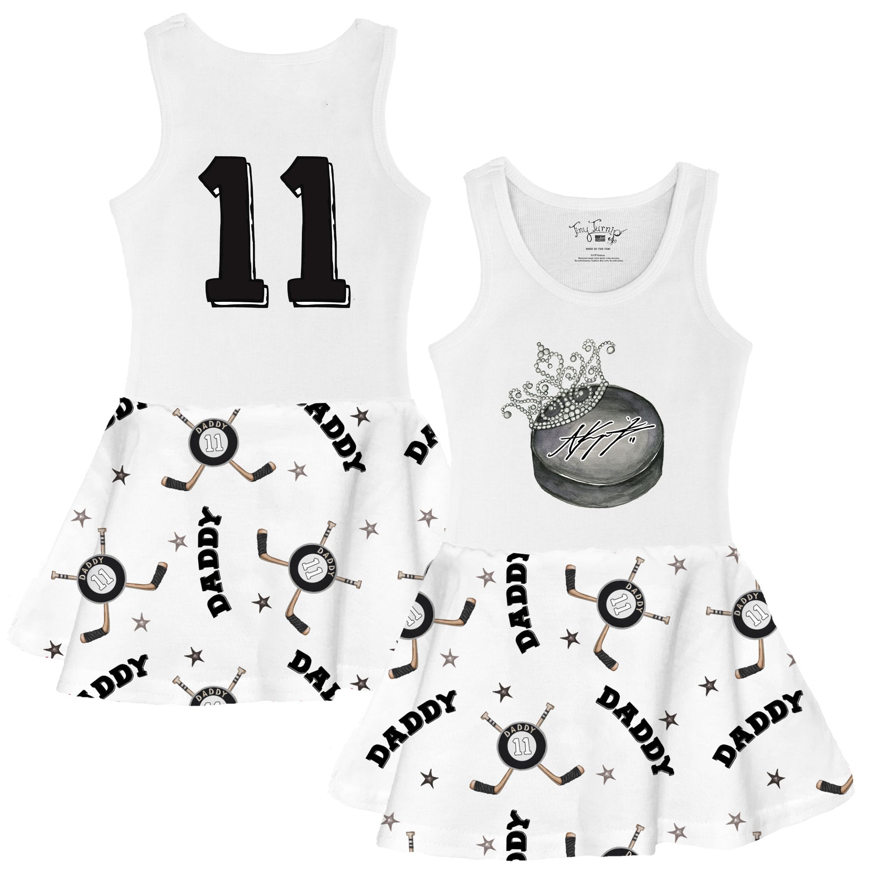VIP NHL Tiara Puck w/ Signature, Name, Number - Tank Swing Dress - Tiny Turnip