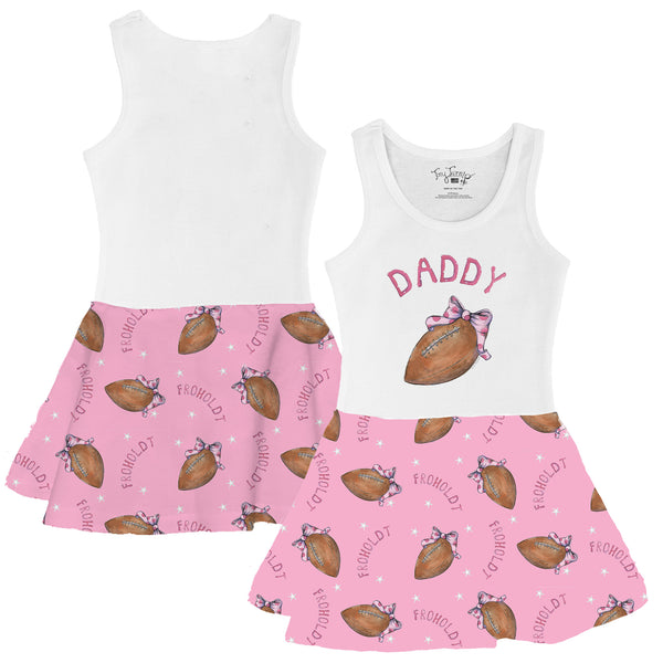VIP Football: Pink Football Tiara w/ Daddy - Tank Swing Dress - Tiny Turnip