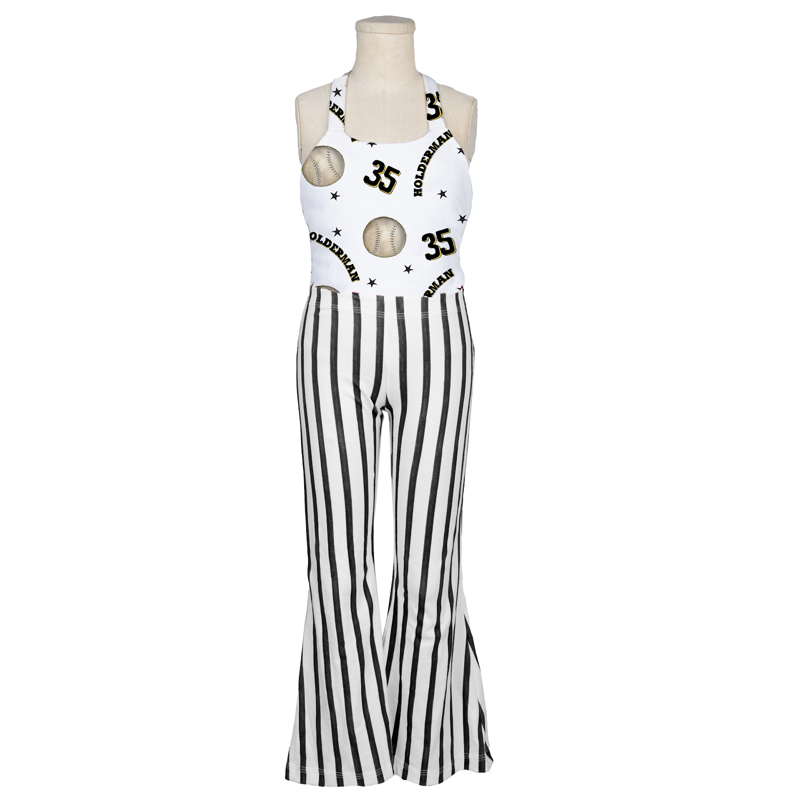 VIP Baseball w/ Name, Number - Kennedy Romper - Tiny Turnip