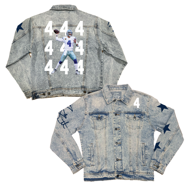 VIP Football: Number Grid w/ Player Photo - Boyfriend Denim Jacket