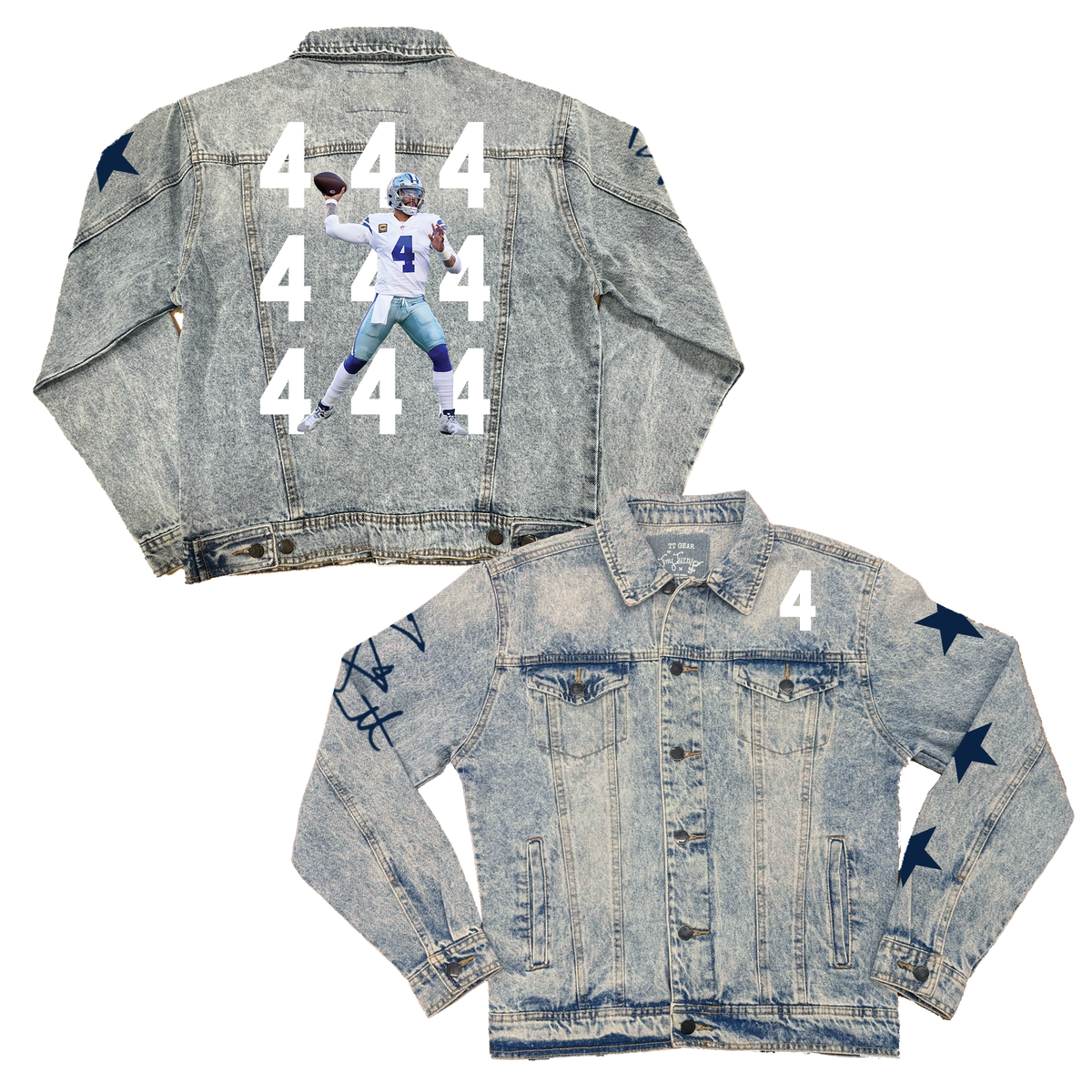 VIP Football: Number Grid w/ Player Photo - Boyfriend Denim Jacket