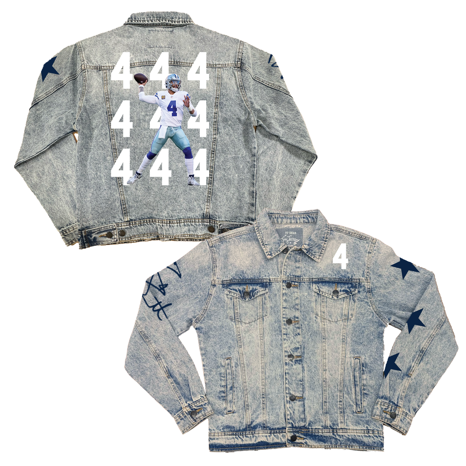 VIP Football: Number Grid w/ Player Photo - Boyfriend Denim Jacket