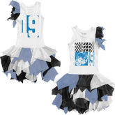 VIP Football: Faded Helmet w/ Name, Number - Falling Mesh Dress - Tiny Turnip