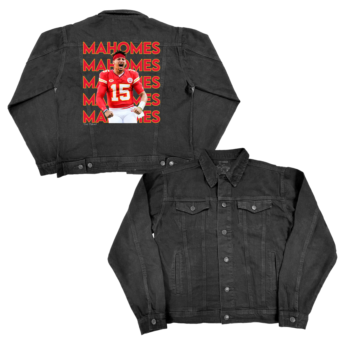 VIP Football: Stacked w/ Player Photo - Black Boyfriend Denim Jacket