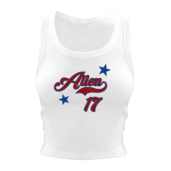 VIP Football: Sparkle w/ Name, Number - Crop Tank