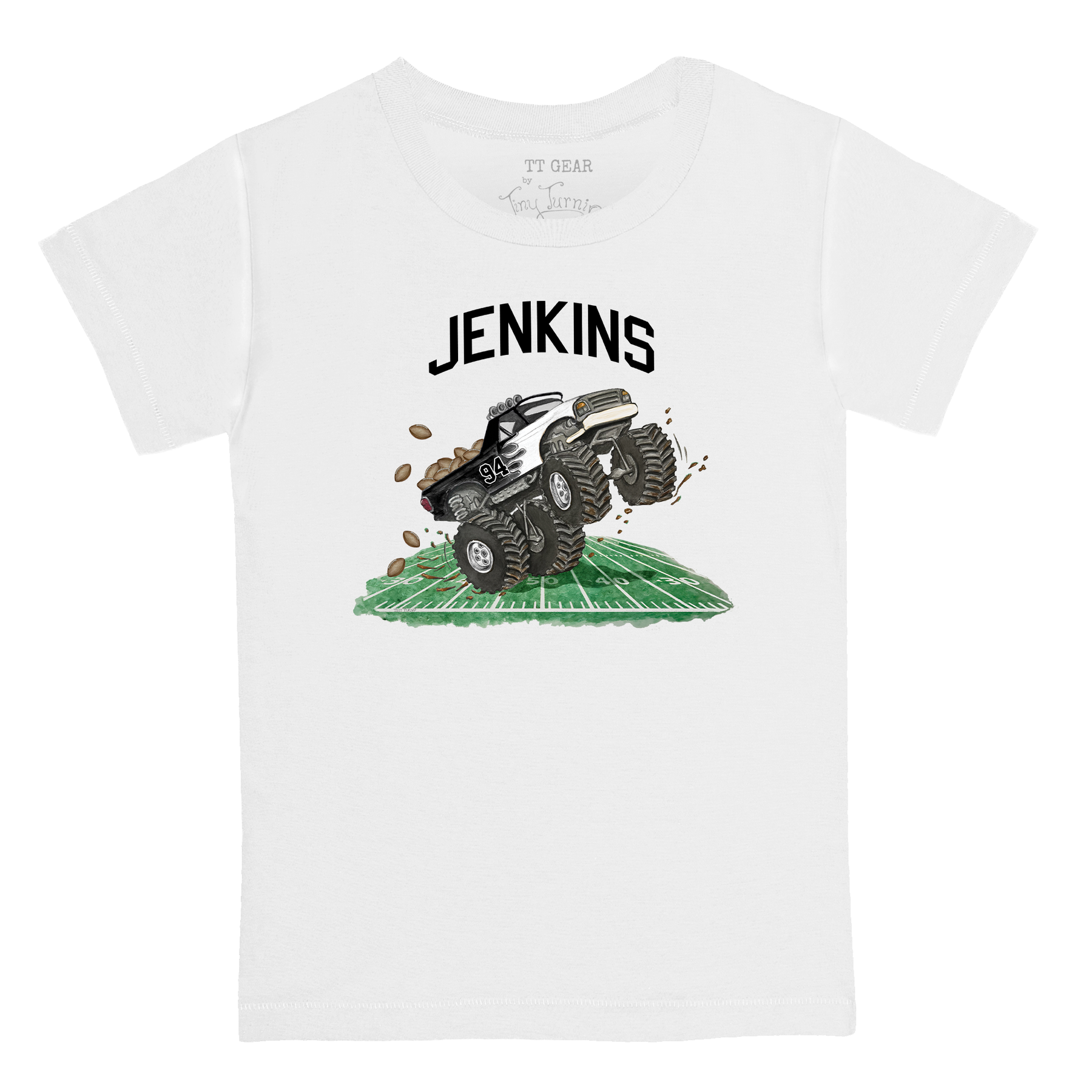 VIP Football: Monster Truck w/ Name, Number - Kid's Tee Shirt