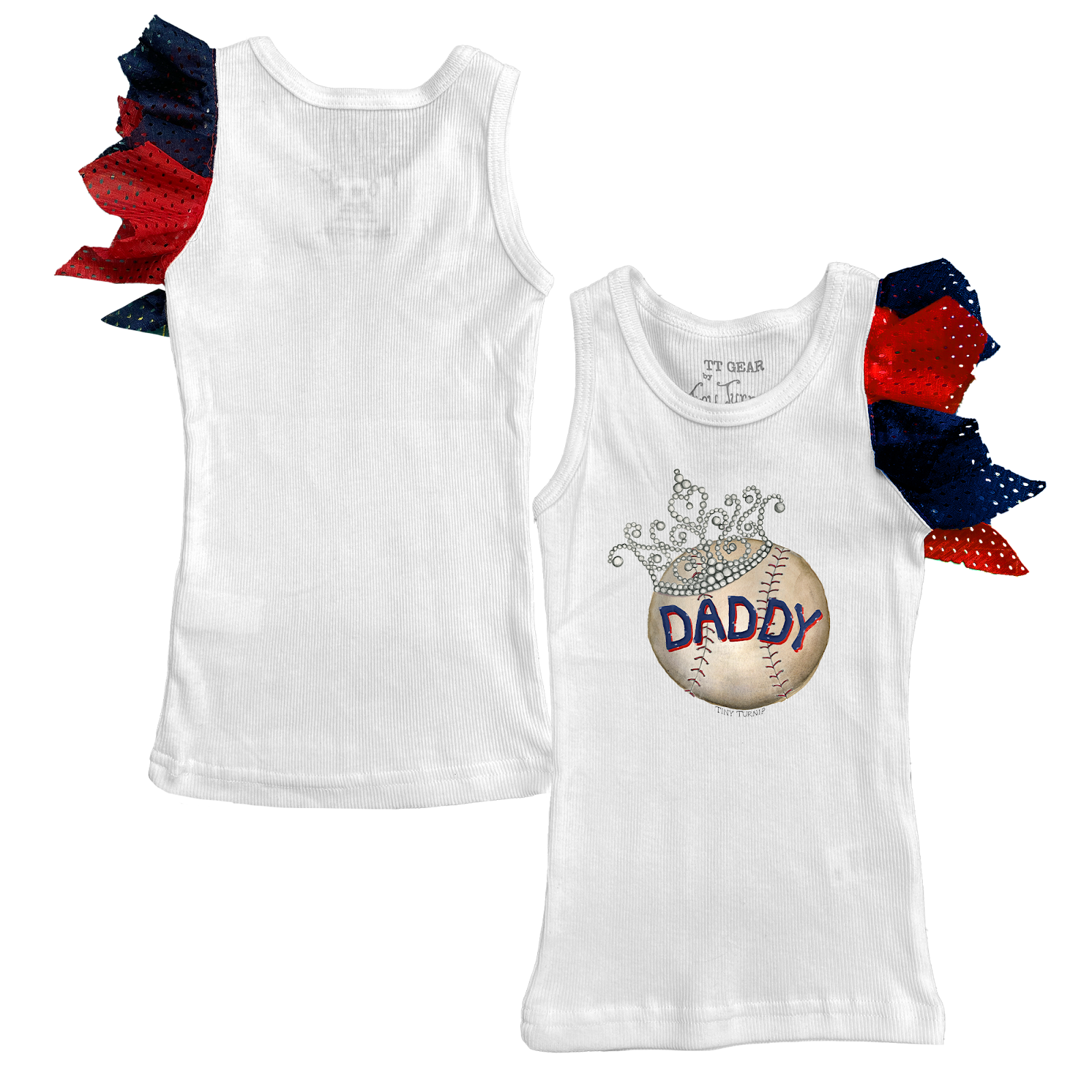 VIP Baseball Tiara w/Daddy - Falling Mesh Tank - Tiny Turnip