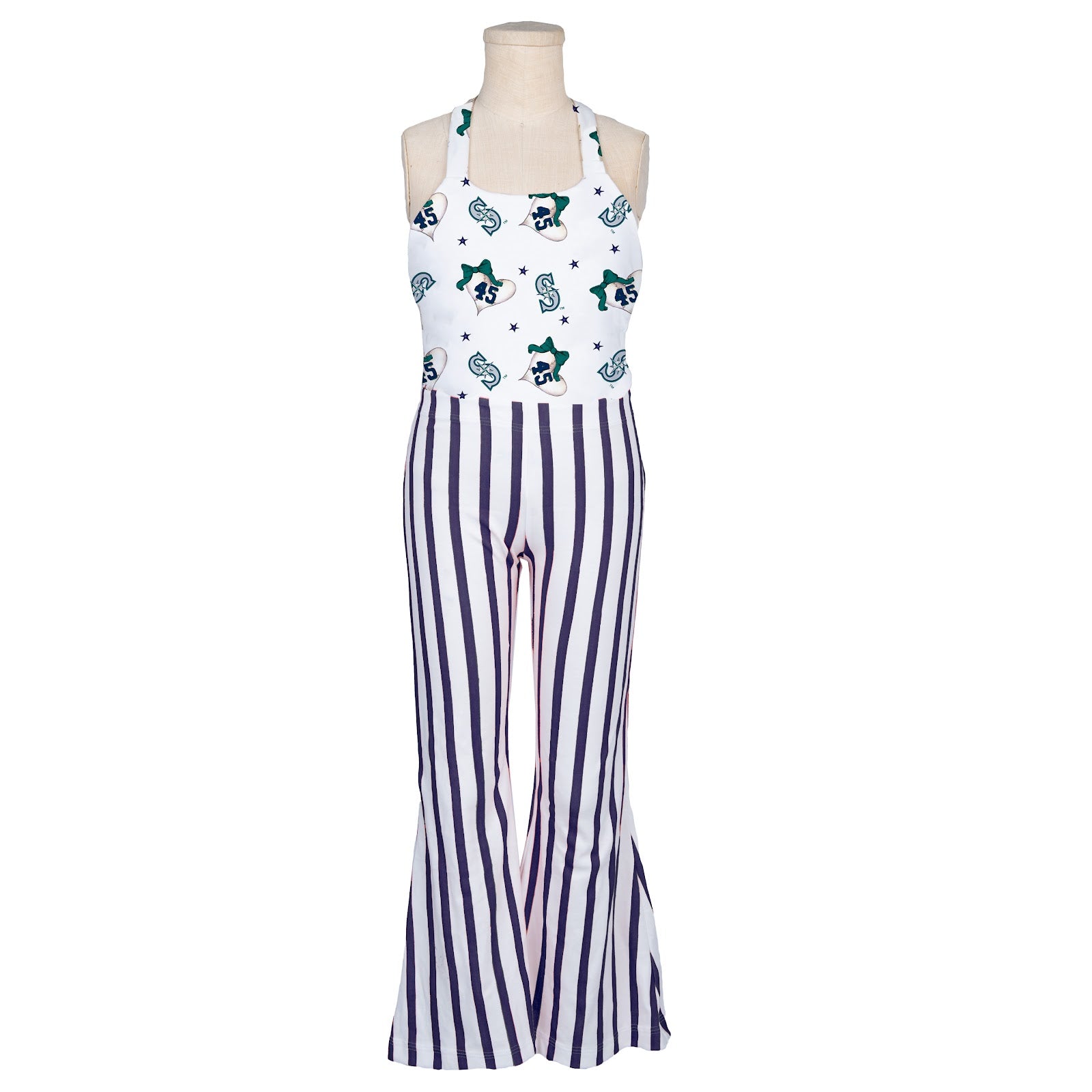 VIP Baseball Heart w/ Number, Logo - Kennedy Romper - Tiny Turnip