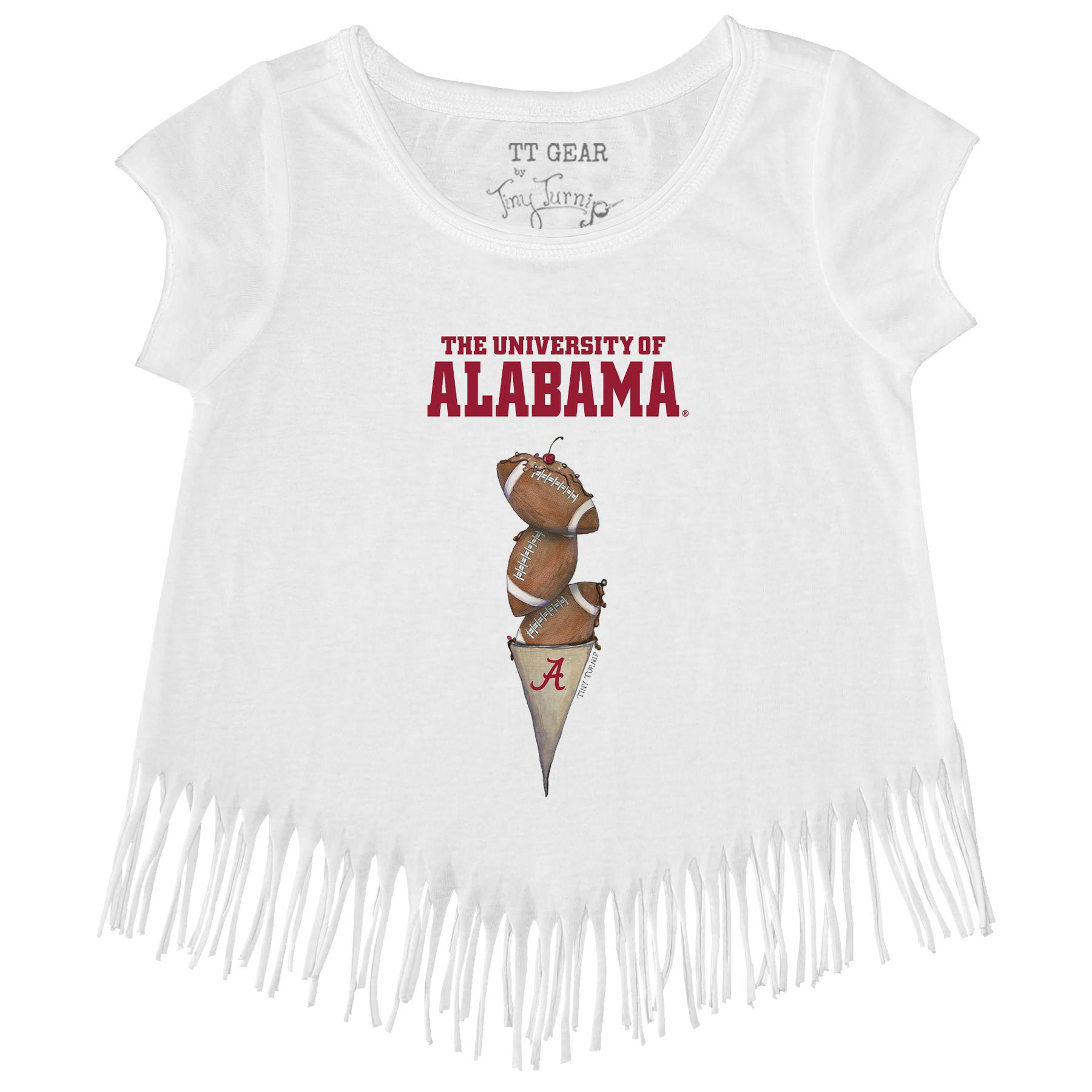 Alabama Crimson Tide Football Triple Scoop Fringe Tee