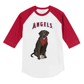 Los Angeles Angels Black Labrador Retriever 3/4 Red Sleeve Raglan