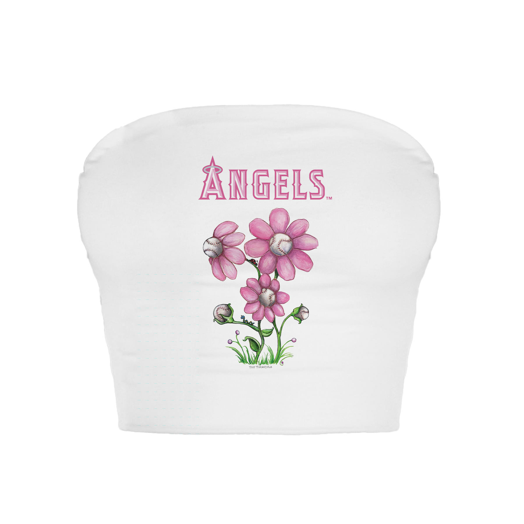 Los Angeles Angels Blooming Baseballs Crop Tube Top - Tiny Turnip