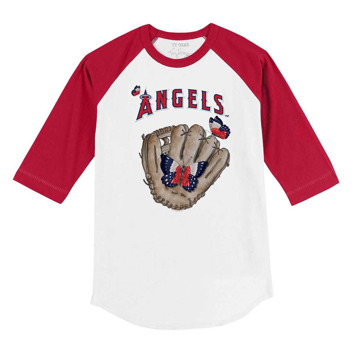 Los Angeles Angels Butterfly Glove 3/4 Red Sleeve Raglan