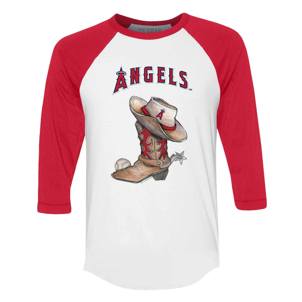 Los Angeles Angels Cowboy Boot 3/4 Red Sleeve Raglan