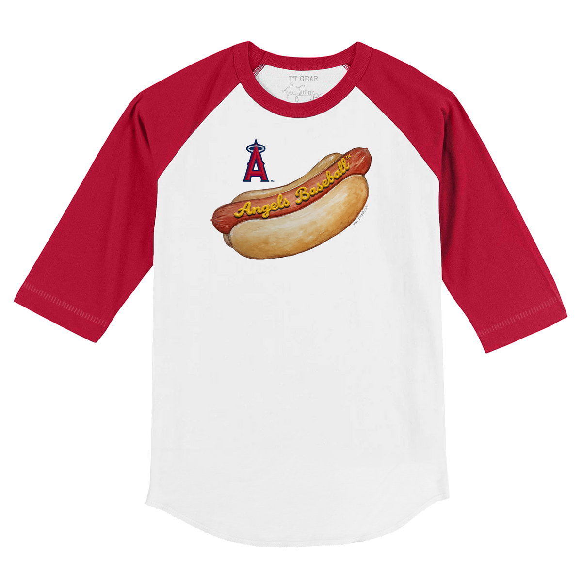 Los Angeles Angels Hot Dog 3/4 Red Sleeve Raglan