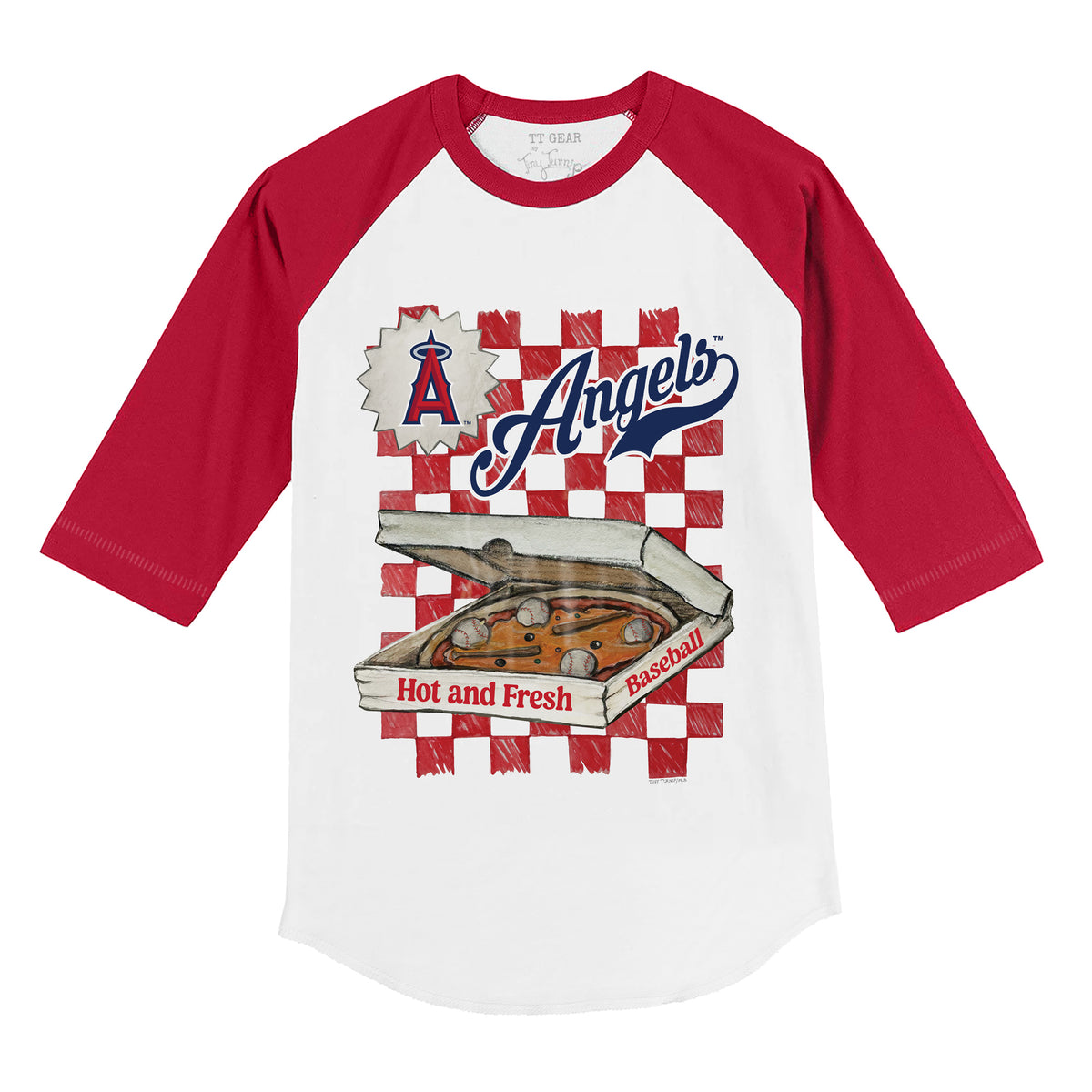 Los Angeles Angels Pizza 3/4 Red Sleeve Raglan