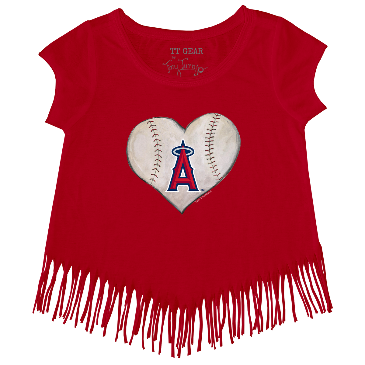 Los Angeles Angels Stitched Heart Fringe Tee - Tiny Turnip