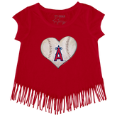 Los Angeles Angels Stitched Heart Fringe Tee - Tiny Turnip