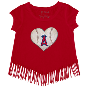 Los Angeles Angels Stitched Heart Fringe Tee - Tiny Turnip