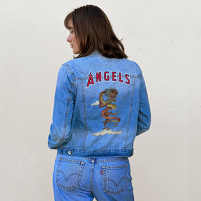 Los Angeles Angels 2024 Year of the Dragon Distressed Denim Jacket
