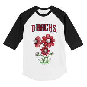 Arizona Diamondbacks Blooming Baseballs 3/4 Black Sleeve Raglan