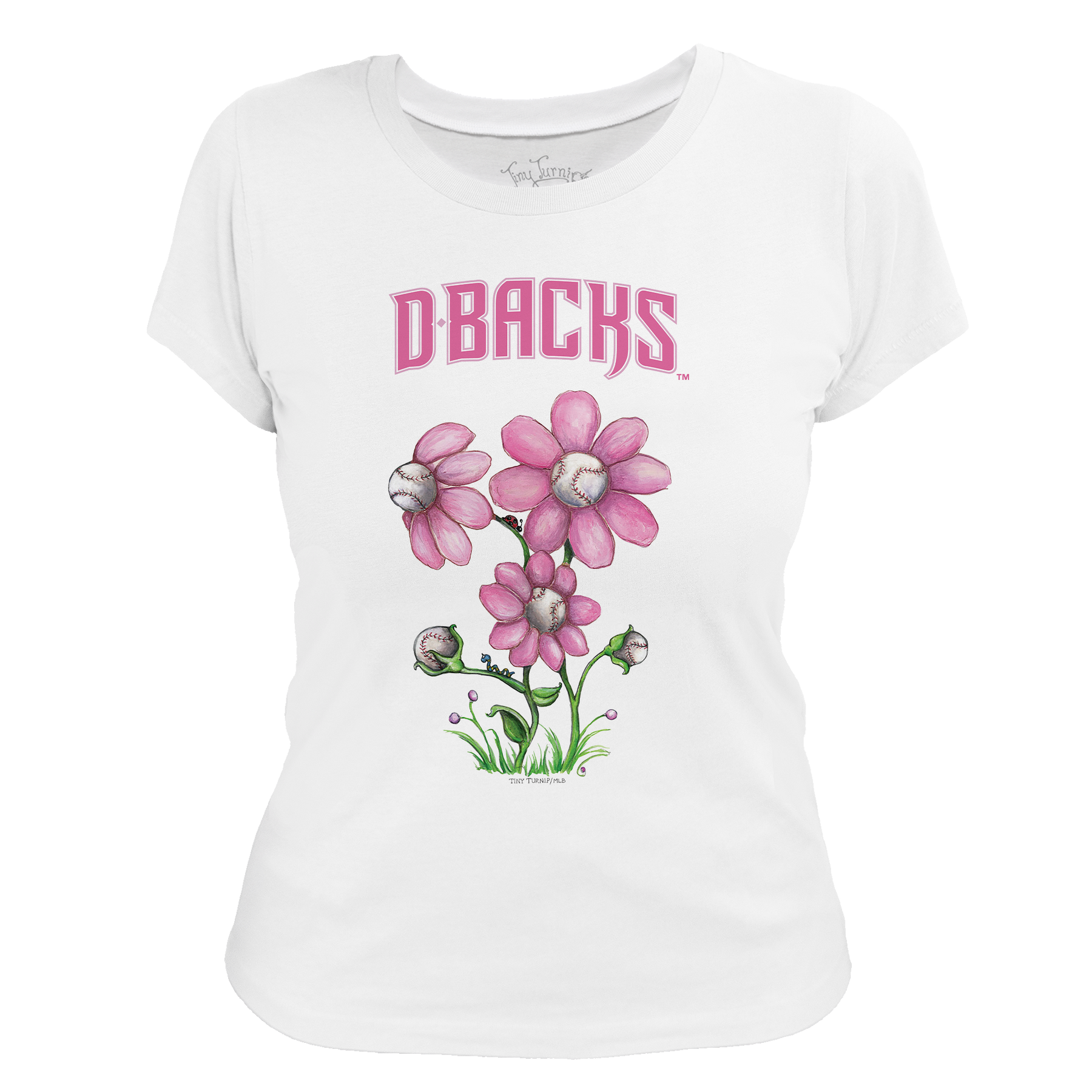 Arizona Diamondbacks Blooming Baseballs Tee Shirt - Tiny Turnip