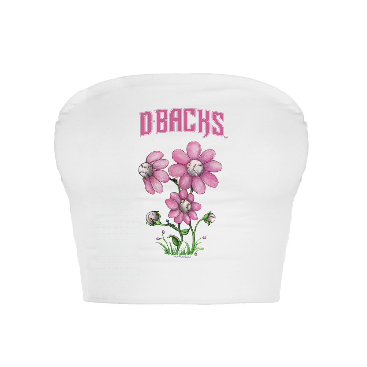Arizona Diamondbacks Blooming Baseballs Crop Tube Top - Tiny Turnip