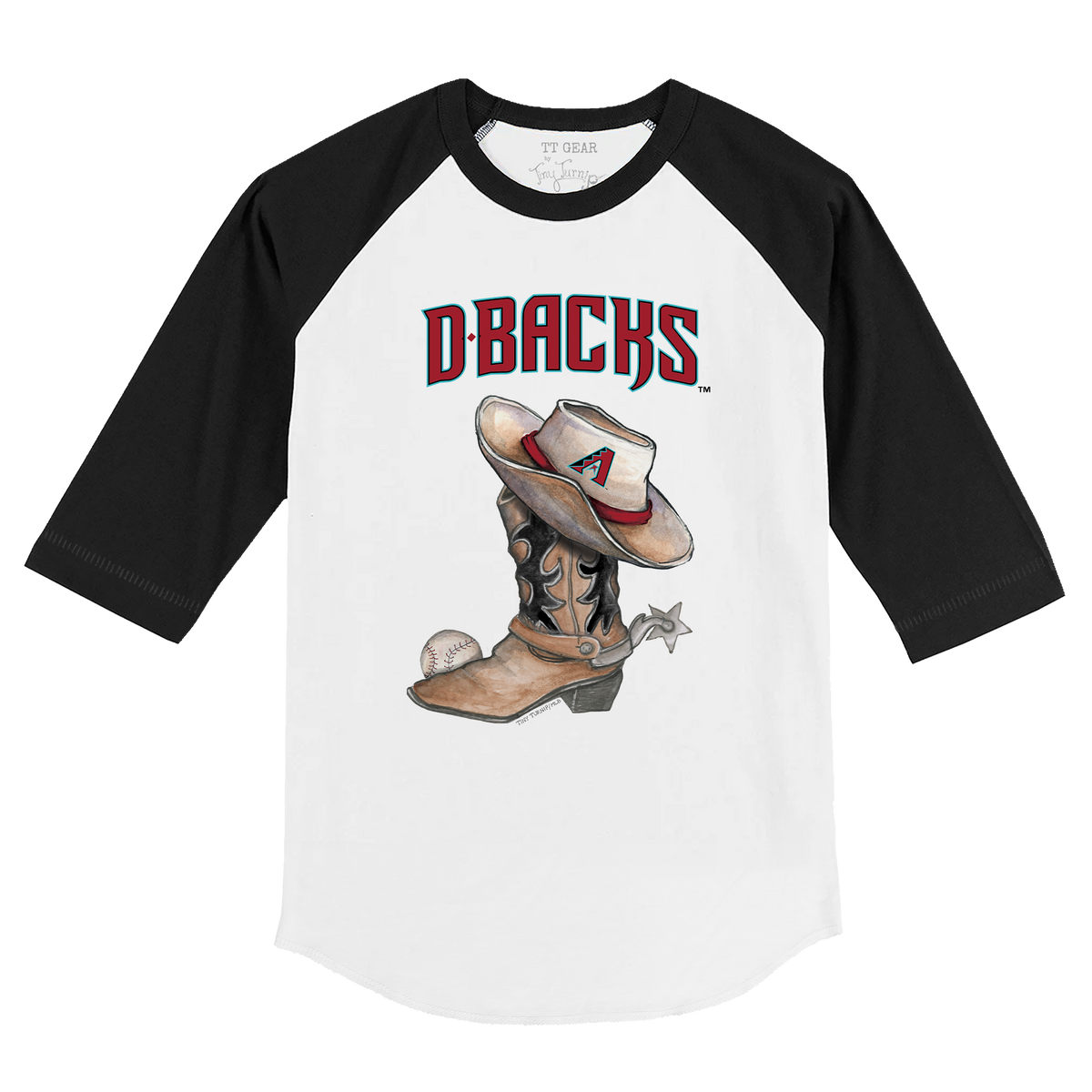 Arizona Diamondbacks Cowboy Boot 3/4 Black Sleeve Raglan