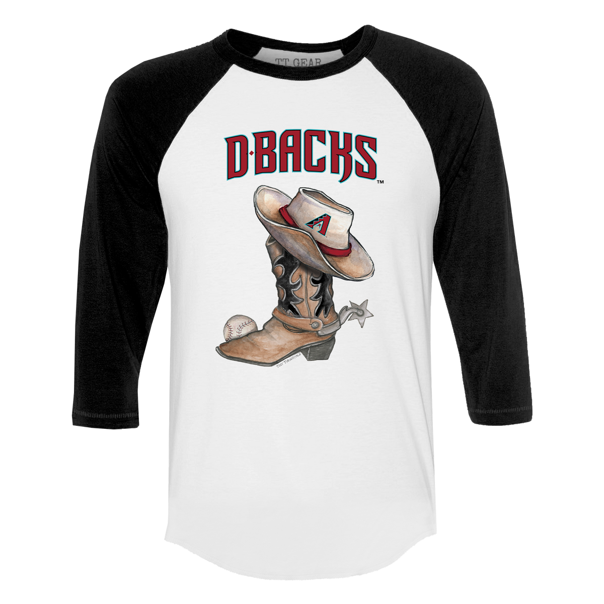 Arizona Diamondbacks Cowboy Boot 3/4 Black Sleeve Raglan