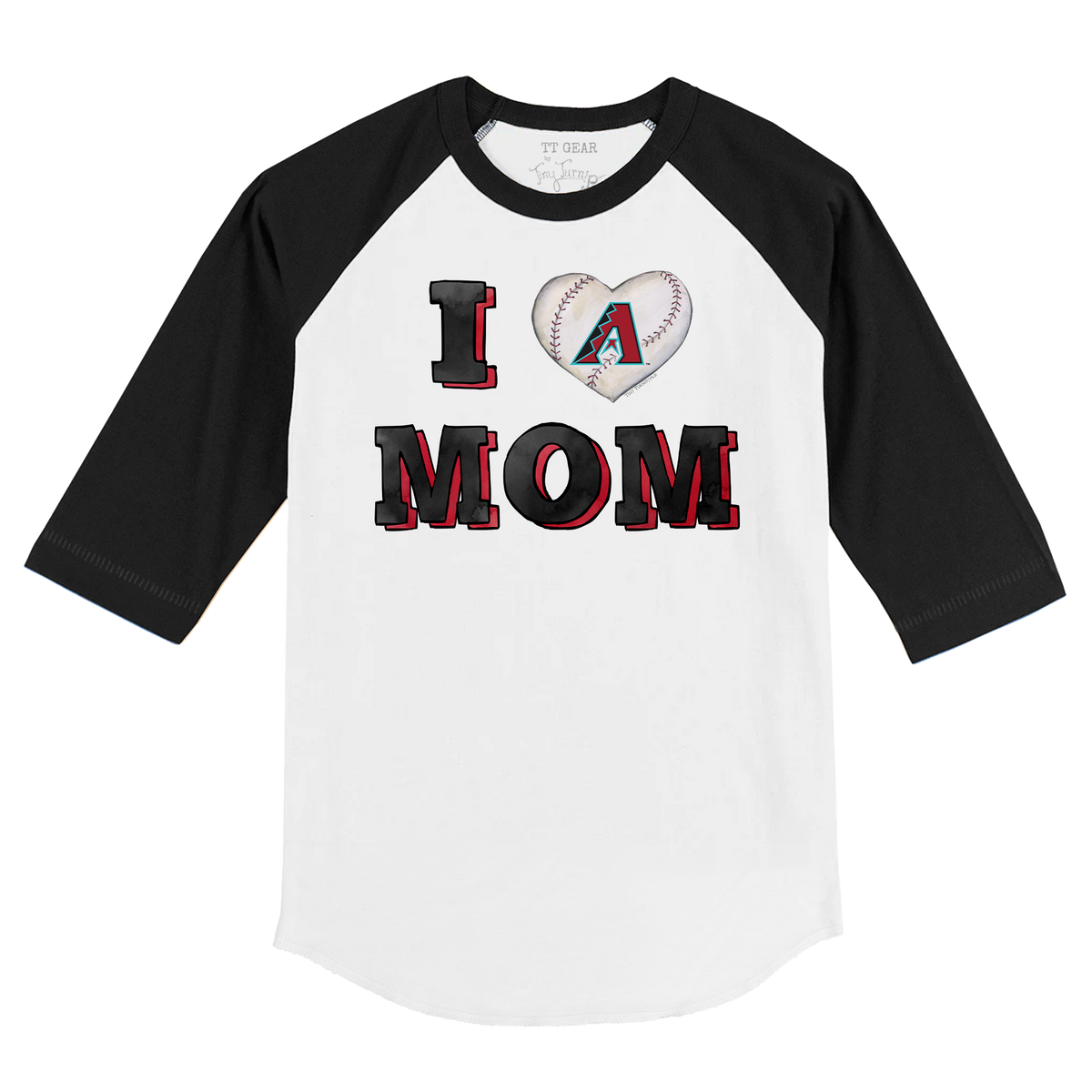 Arizona Diamondbacks I Love Mom 3/4 Black Sleeve Raglan