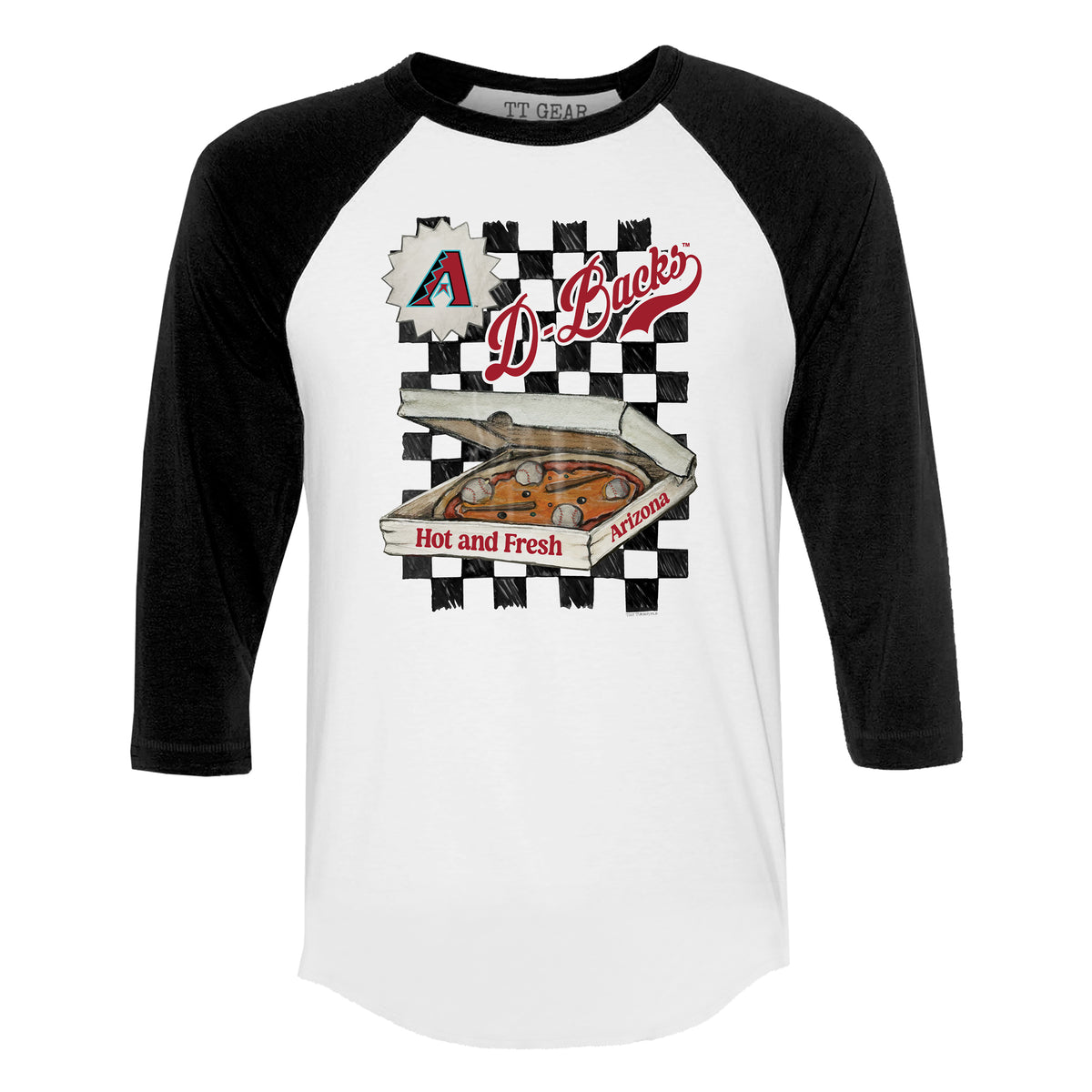 Arizona Diamondbacks Pizza 3/4 Black Sleeve Raglan