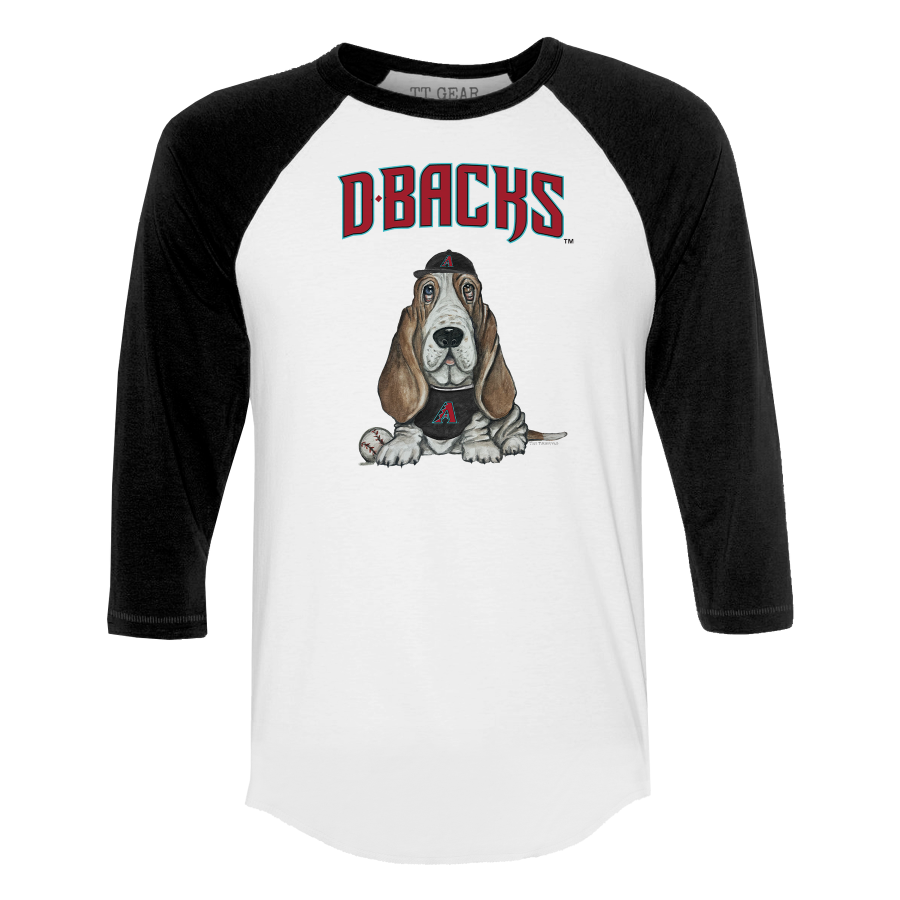 Arizona Diamondbacks Puddy 3/4 Black Sleeve Raglan - Tiny Turnip