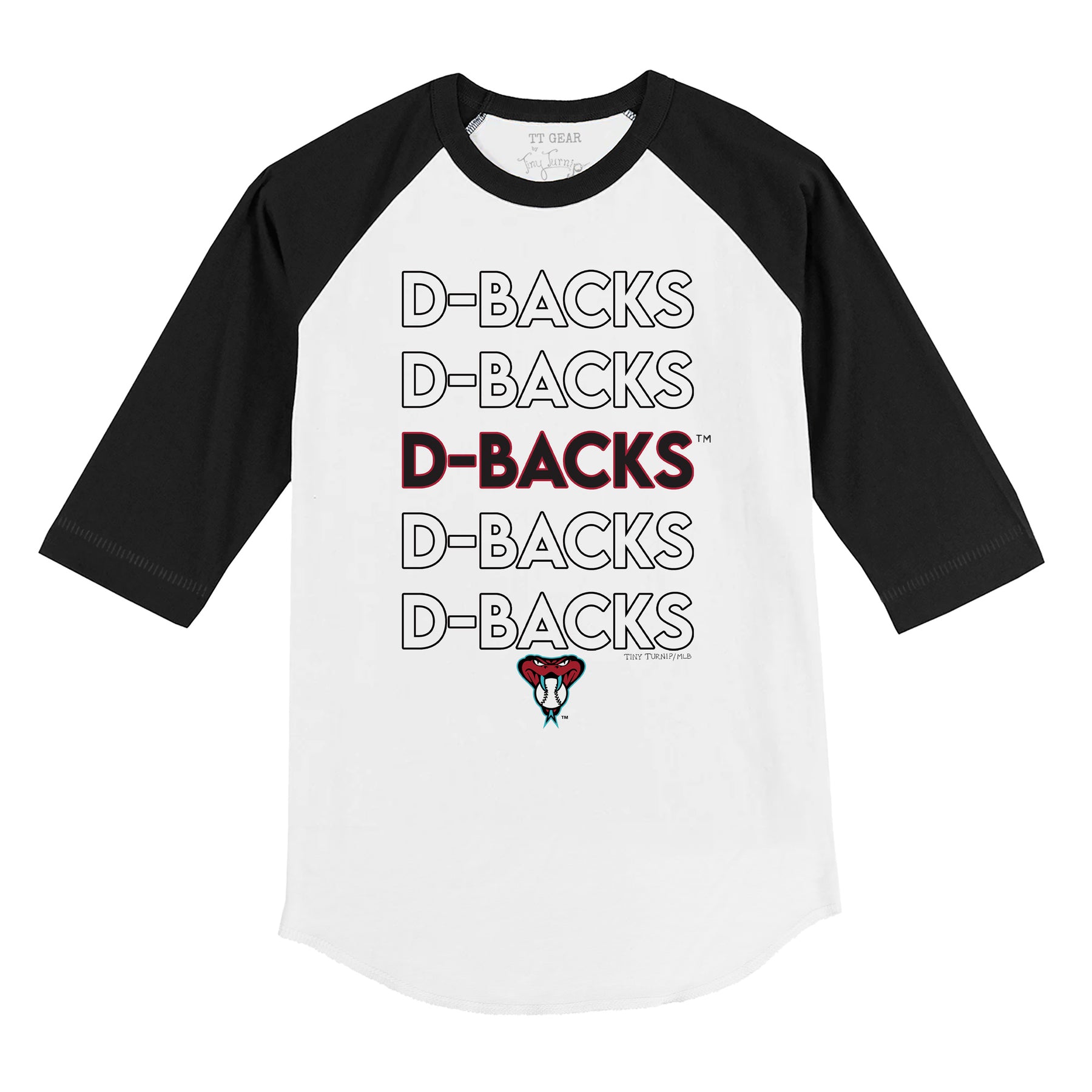 Arizona Diamondbacks Stacked 3/4 Black Sleeve Raglan