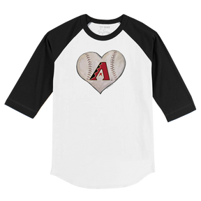 Arizona Diamondbacks Stitched Heart 3/4 Black Sleeve Raglan - Tiny Turnip