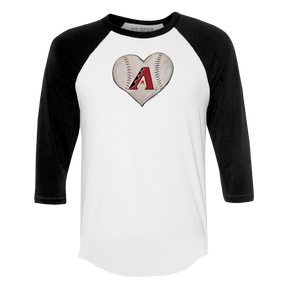 Arizona Diamondbacks Stitched Heart 3/4 Black Sleeve Raglan - Tiny Turnip