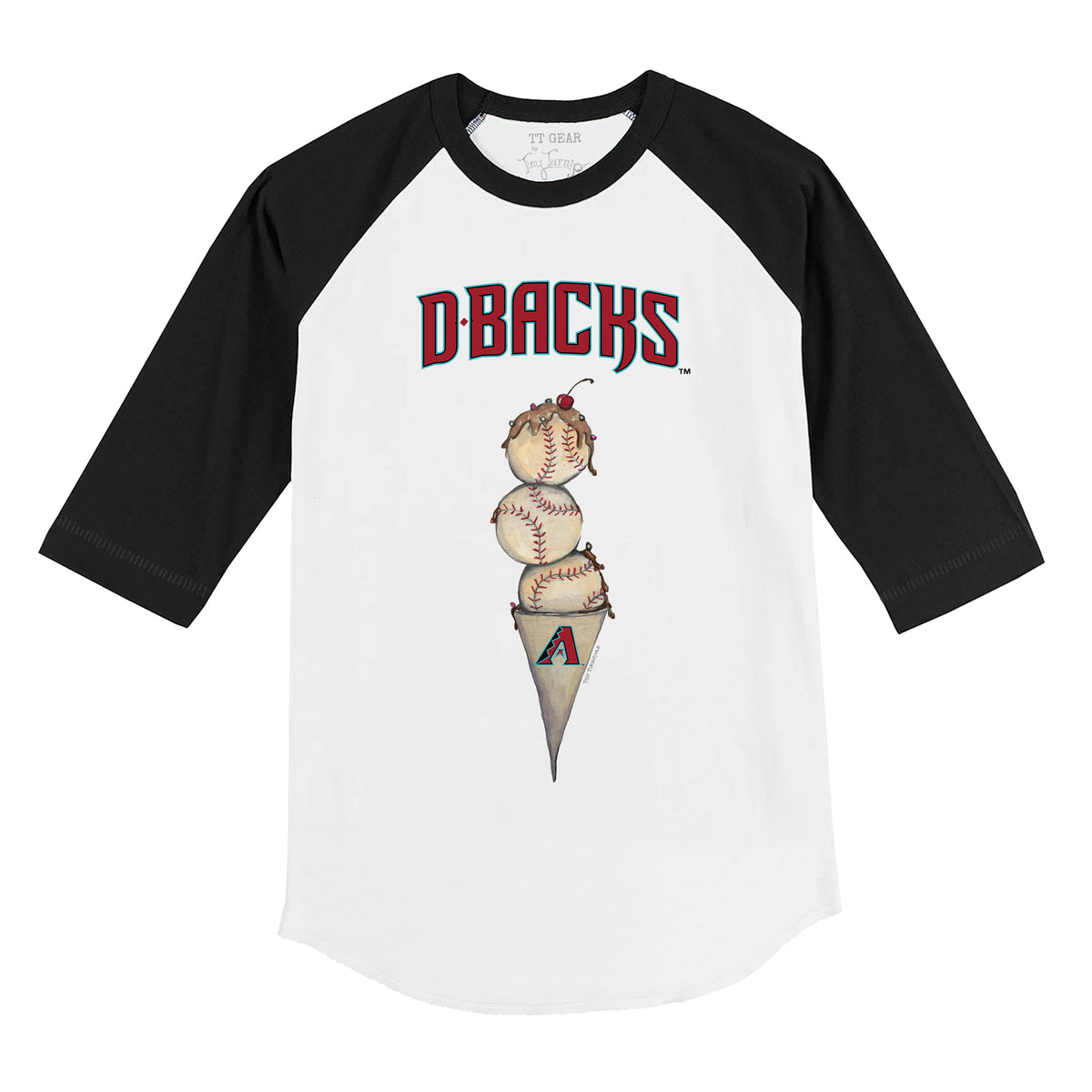Arizona Diamondbacks Triple Scoop 3/4 Black Sleeve Raglan