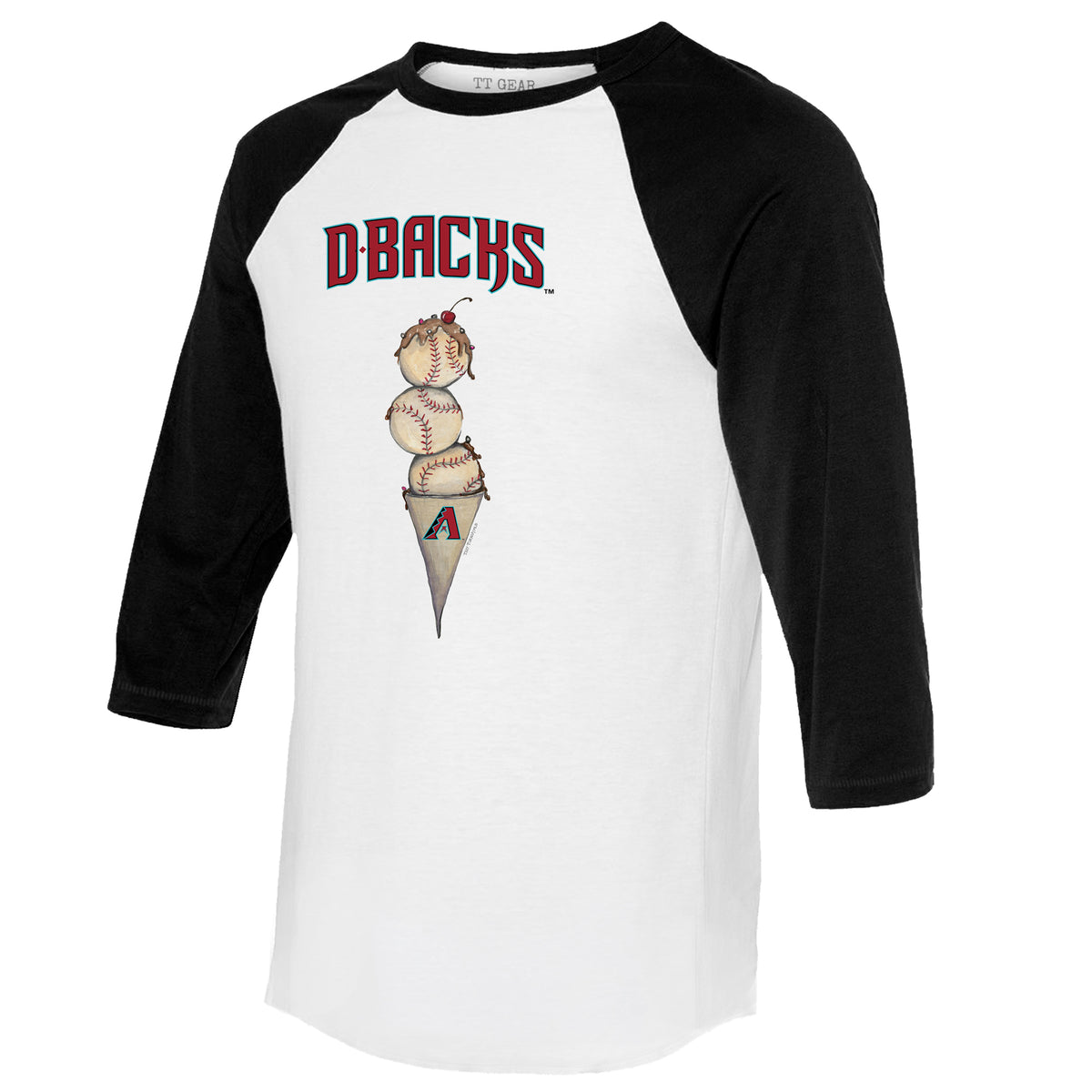 Arizona Diamondbacks Triple Scoop 3/4 Black Sleeve Raglan