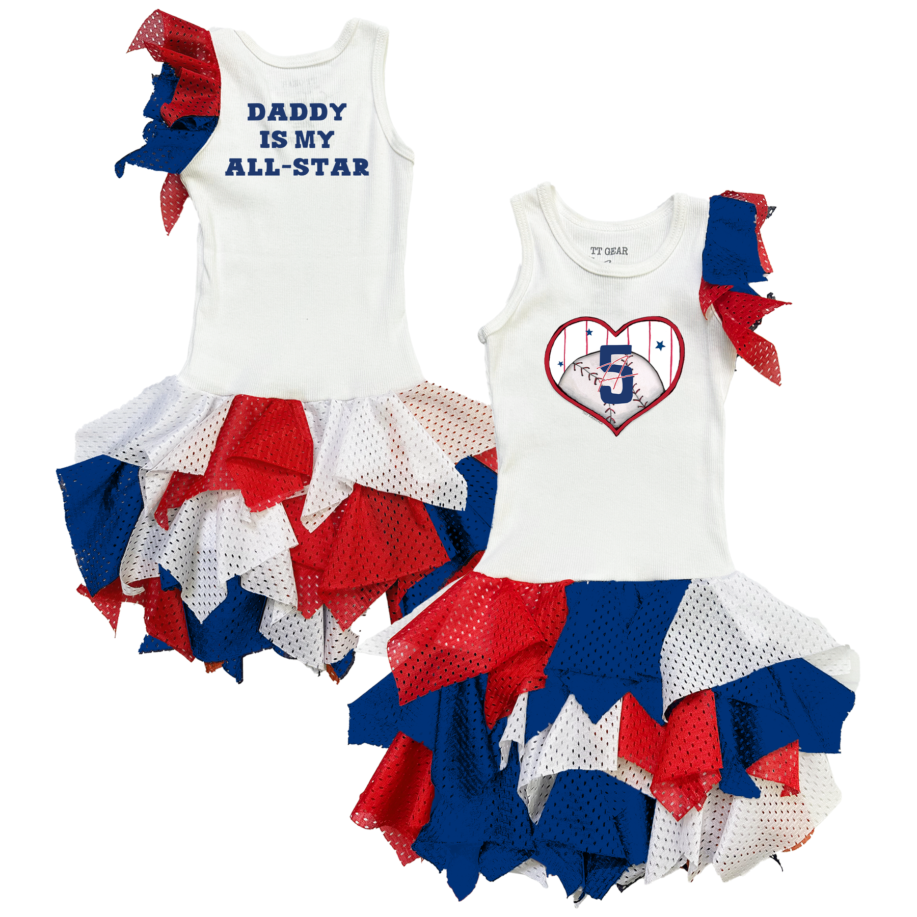 VIP Baseball: Pinstripe Heart All Star 2026 - Falling Mesh Dress