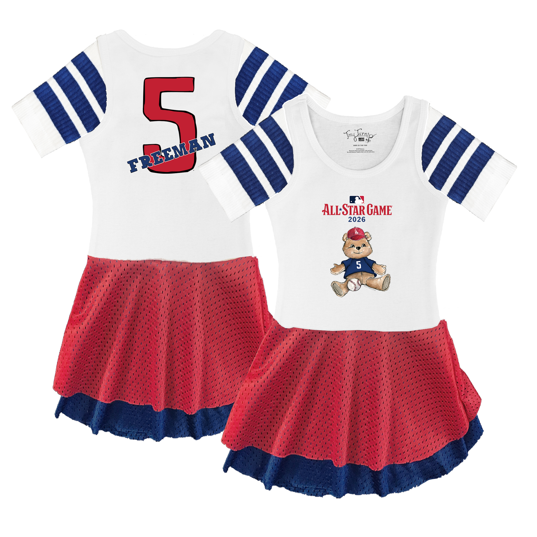 VIP Baseball: Teddy All Star 2026 - Red, White & Blue Sporty Girl Dress