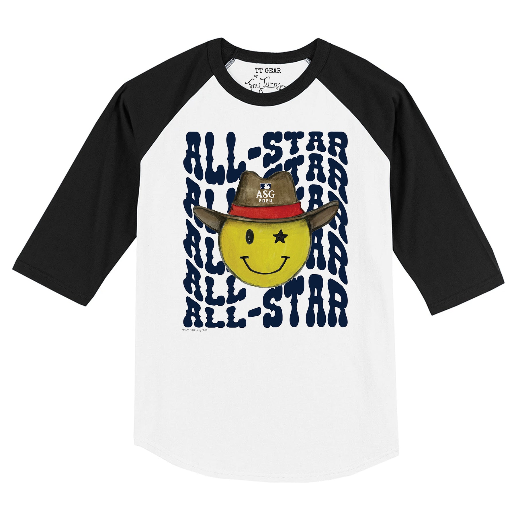 All Star Game 2024 Stacked Smiley 3/4 Black Sleeve Raglan