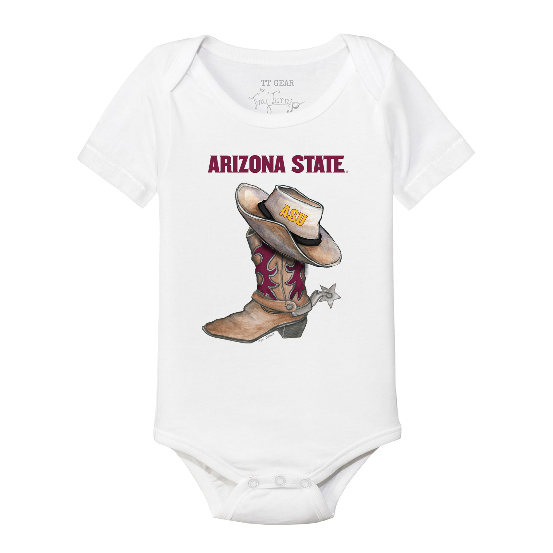 arizona state gear Arizona State Sun Devils Cowboy Boot Short Sleeve Snapper 18M / White