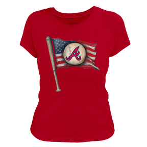 Atlanta Braves Baseball Flag Women's Tee Shirt - Tiny Turnip