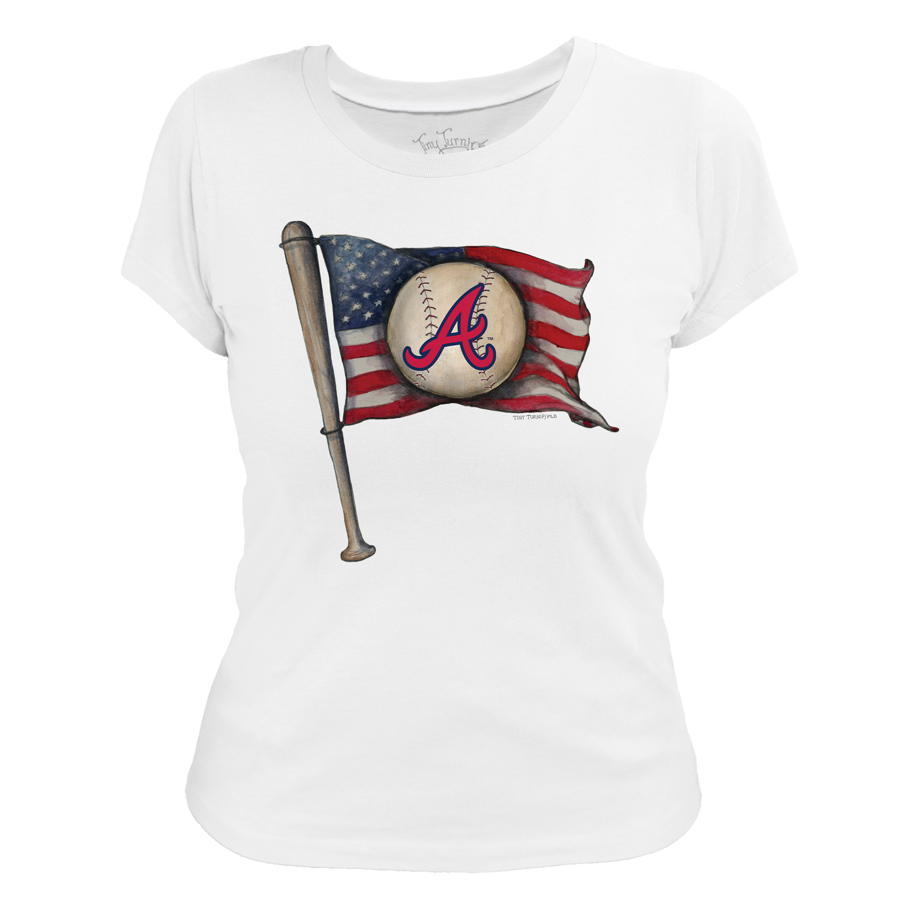 Atlanta Braves Baseball Flag Women's Tee Shirt - Tiny Turnip
