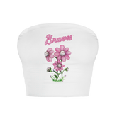 Atlanta Braves Blooming Baseballs Crop Tube Top - Tiny Turnip